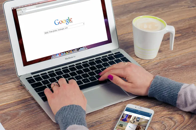 laptop showing google search