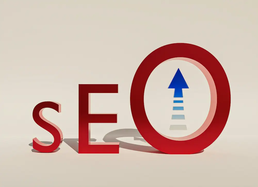 SEO text with upward arrow symbol